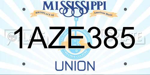 1AZE385 Mississippi License Plate