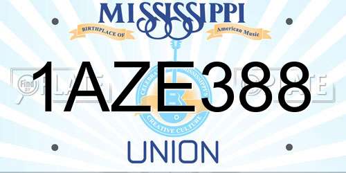 1AZE388 Mississippi License Plate