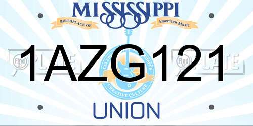 1AZG121 Mississippi License Plate