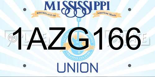 1AZG166 Mississippi License Plate