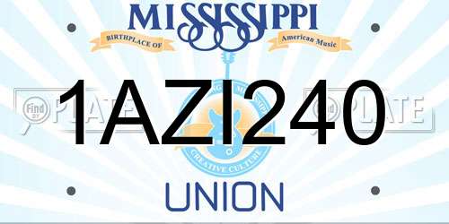 1AZI240 Mississippi License Plate