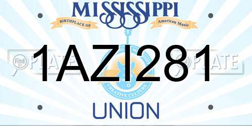 1AZI281 Mississippi License Plate