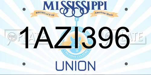 1AZI396 Mississippi License Plate