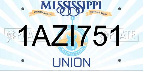 1AZI751 Mississippi License Plate