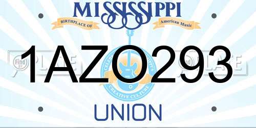 1AZO293 Mississippi License Plate