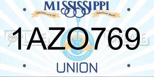 1AZO769 Mississippi License Plate