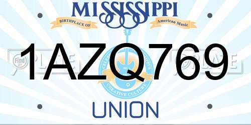 1AZQ769 Mississippi License Plate