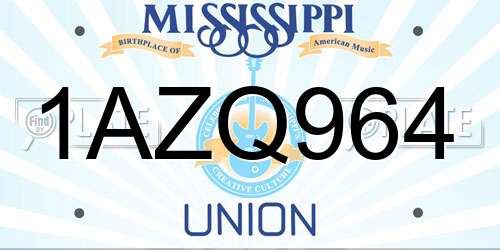 1AZQ964 Mississippi License Plate