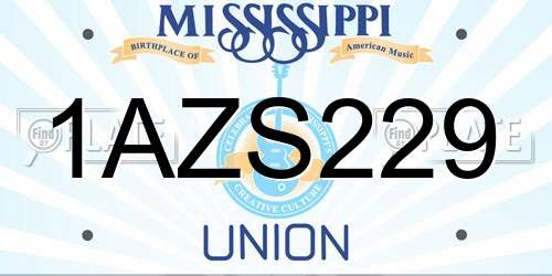 1AZS229 Mississippi License Plate