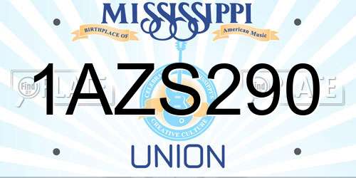 1AZS290 Mississippi License Plate