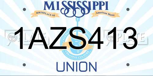 1AZS413 Mississippi License Plate