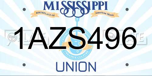1AZS496 Mississippi License Plate