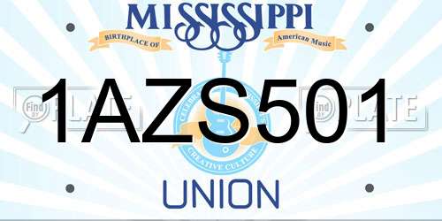 1AZS501 Mississippi License Plate