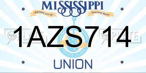 1AZS714 Mississippi License Plate
