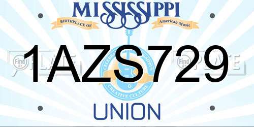 1AZS729 Mississippi License Plate