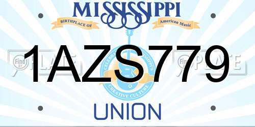 1AZS779 Mississippi License Plate