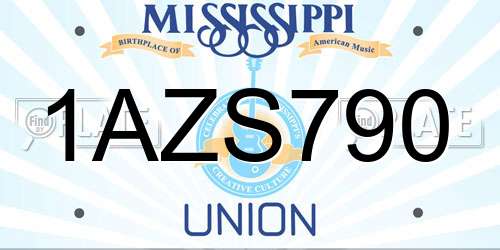 1AZS790 Mississippi License Plate