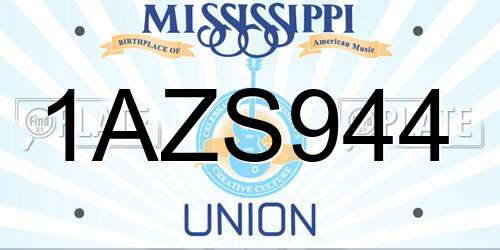 1AZS944 Mississippi License Plate