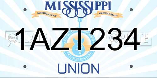 1AZT234 Mississippi License Plate