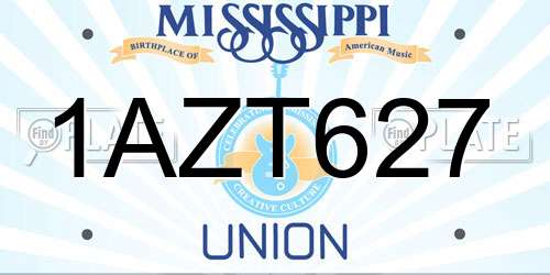 1AZT627 Mississippi License Plate