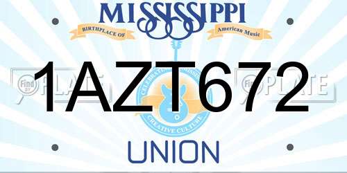 1AZT672 Mississippi License Plate