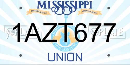 1AZT677 Mississippi License Plate