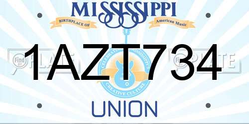 1AZT734 Mississippi License Plate