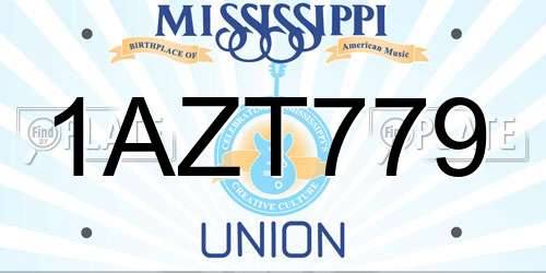 1AZT779 Mississippi License Plate