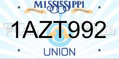 1AZT992 Mississippi License Plate