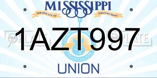 1AZT997 Mississippi License Plate