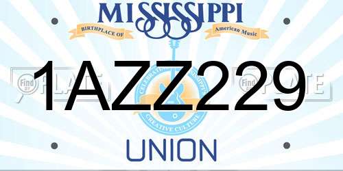 1AZZ229 Mississippi License Plate