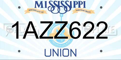 1AZZ622 Mississippi License Plate