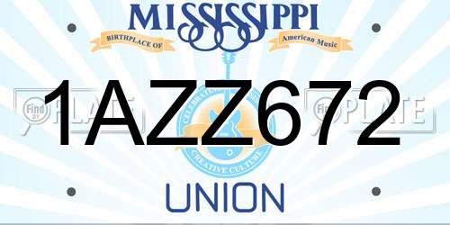 1AZZ672 Mississippi License Plate