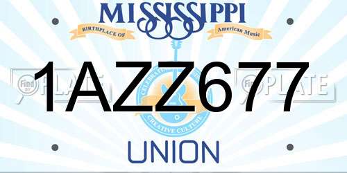 1AZZ677 Mississippi License Plate