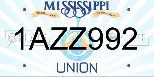 1AZZ992 Mississippi License Plate