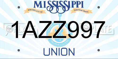 1AZZ997 Mississippi License Plate