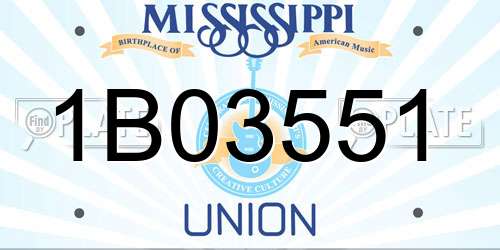 1B03551 Mississippi License Plate