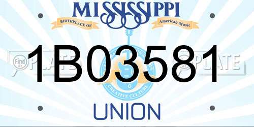 1B03581 Mississippi License Plate