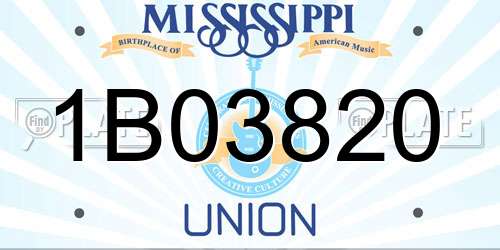 1B03820 Mississippi License Plate