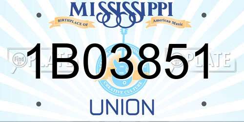 1B03851 Mississippi License Plate