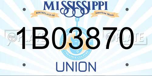 1B03870 Mississippi License Plate