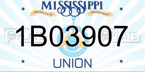 1B03907 Mississippi License Plate