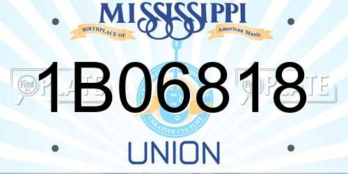 1B06818 Mississippi License Plate