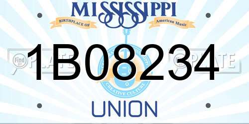 1B08234 Mississippi License Plate