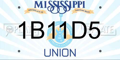 1B11D5 Mississippi License Plate
