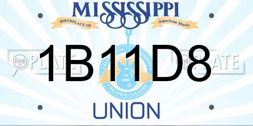1B11D8 Mississippi License Plate