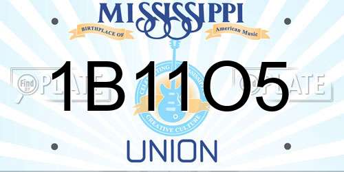 1B11O5 Mississippi License Plate