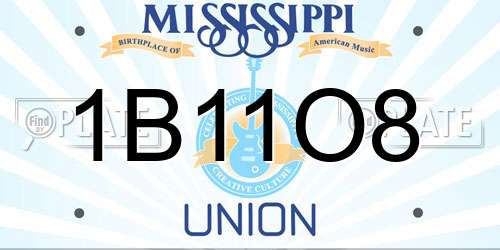 1B11O8 Mississippi License Plate