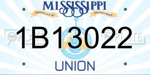 1B13022 Mississippi License Plate