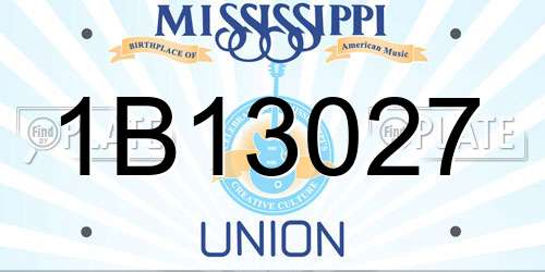 1B13027 Mississippi License Plate